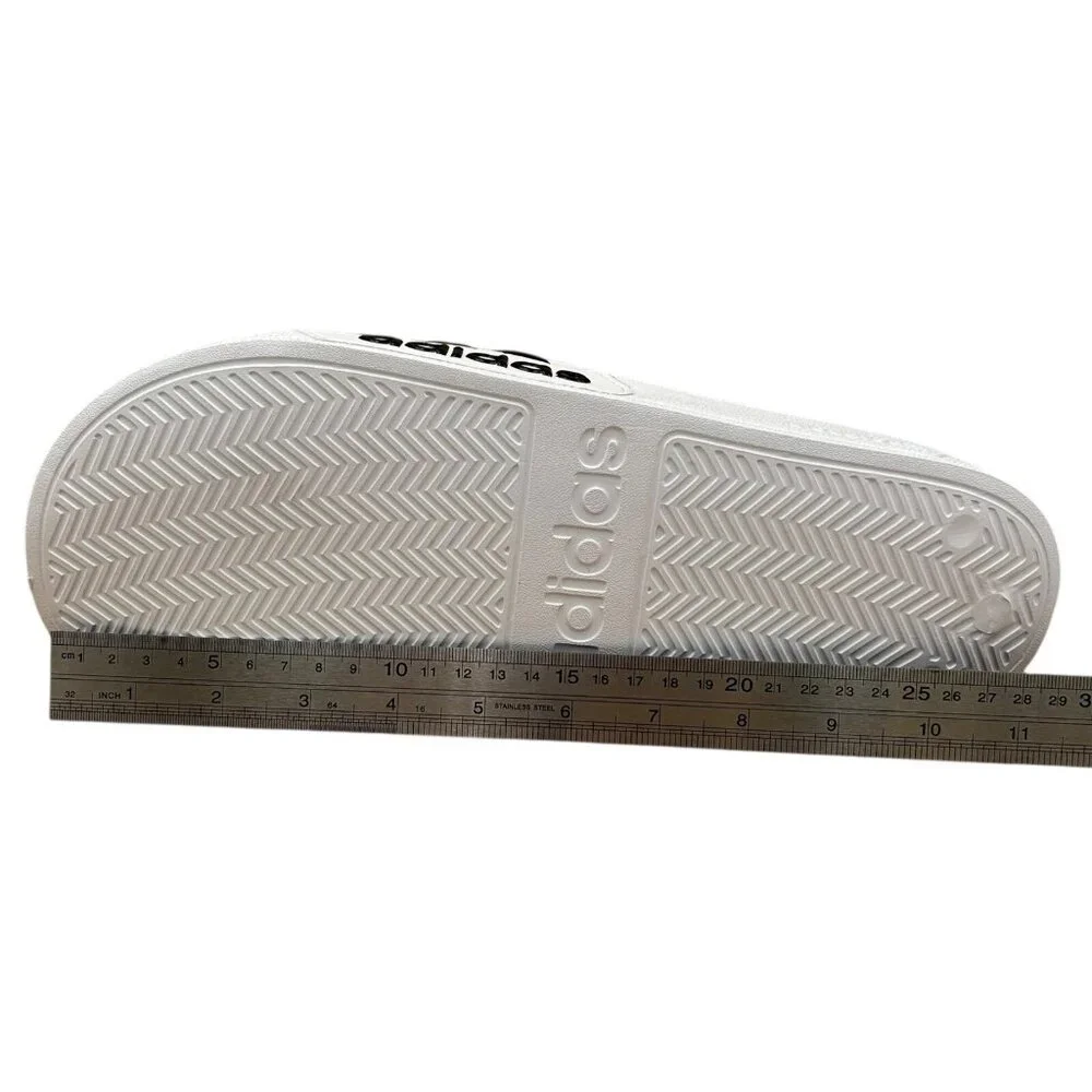 Adidas Men’s‎ Adilette Slide Sandals Size 12 White-Black Lightweight Comfortable